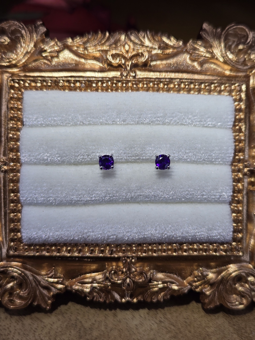 NWT 0.48ctw 4mm Natural Amethyst Purple Stud Earrings Sterling Silver 925